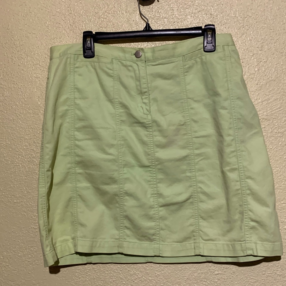 Jones New York Skirt 14 Light Green Midi 4-Pocket  Cotton